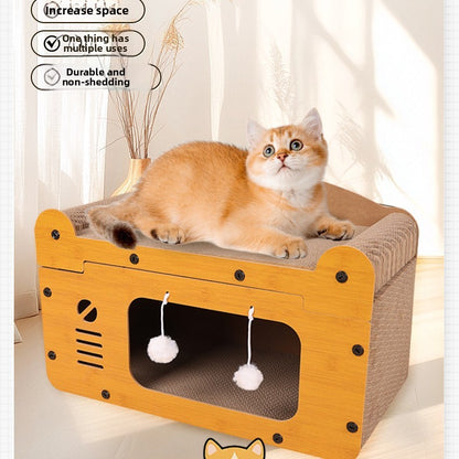 cat scratching house