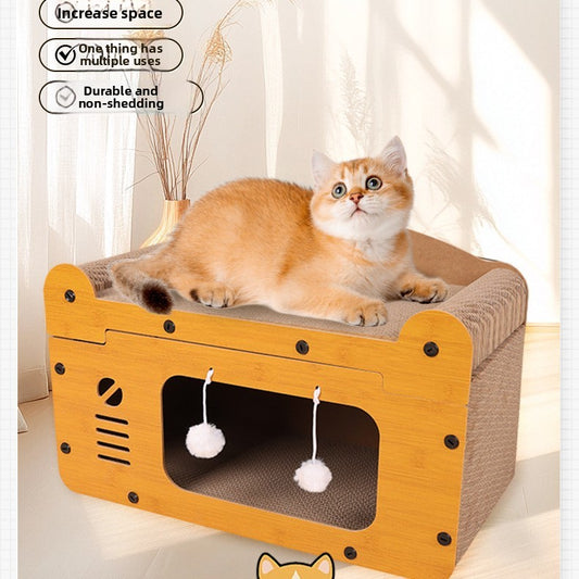 cat scratching house